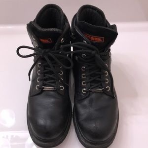 Men’s black leather HD motorcycle boots